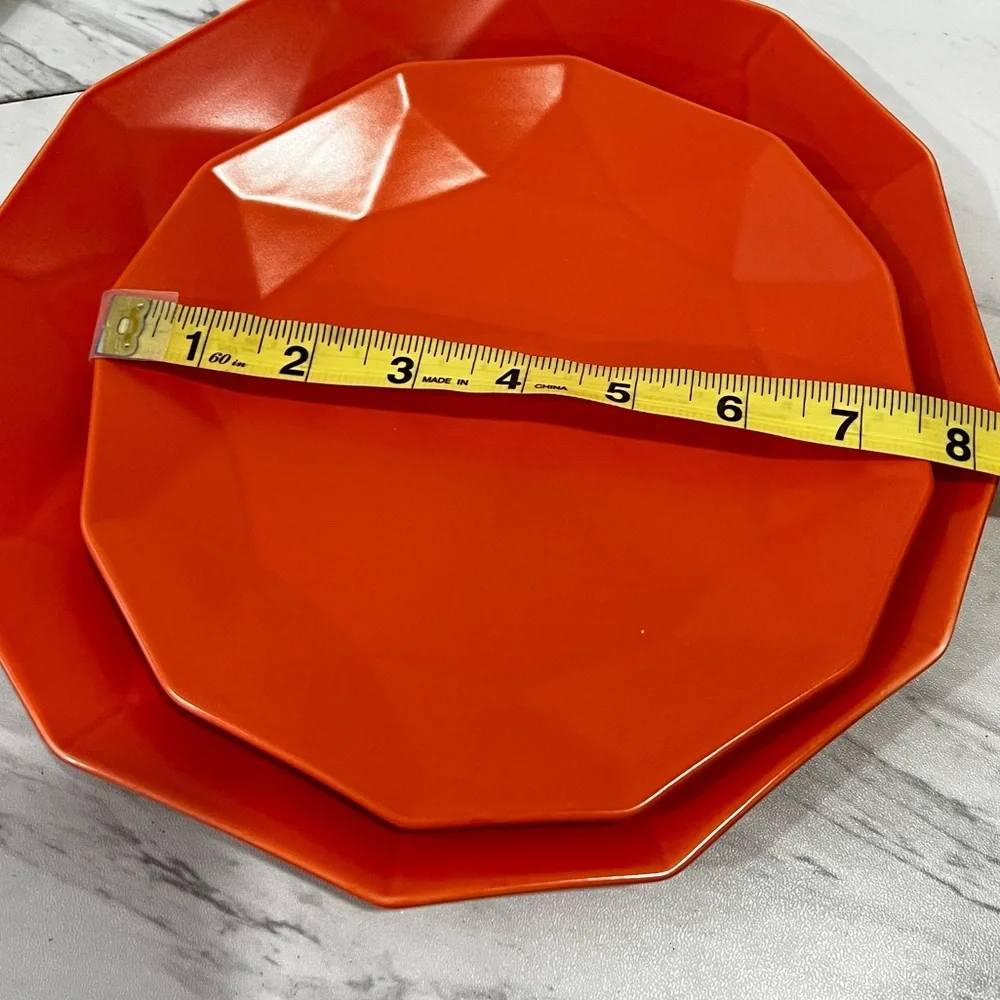 Stone + Lain Jamie Porcelain Dinnerware Set Orange Geometric 3-Piece Porcelain